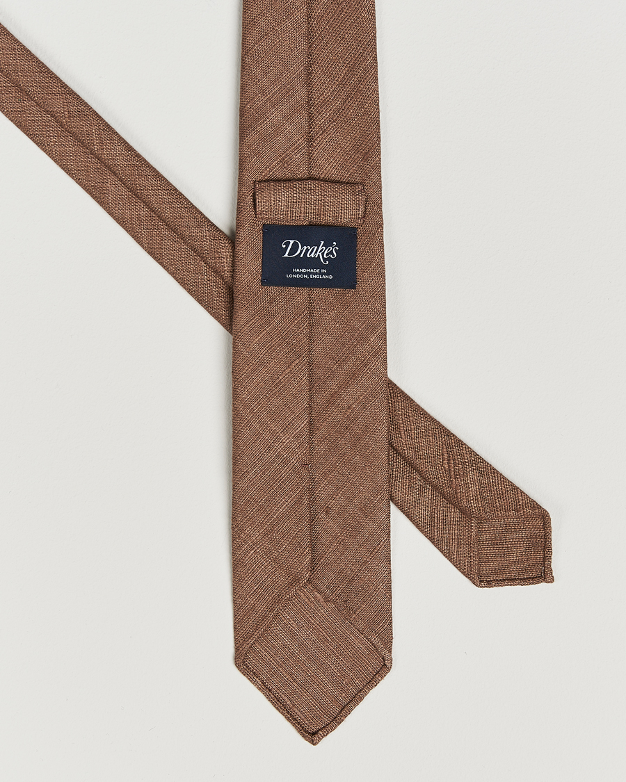 Herre | Slips | Drake's | Drake'sSilk Tussah Handrolled TieCoffee