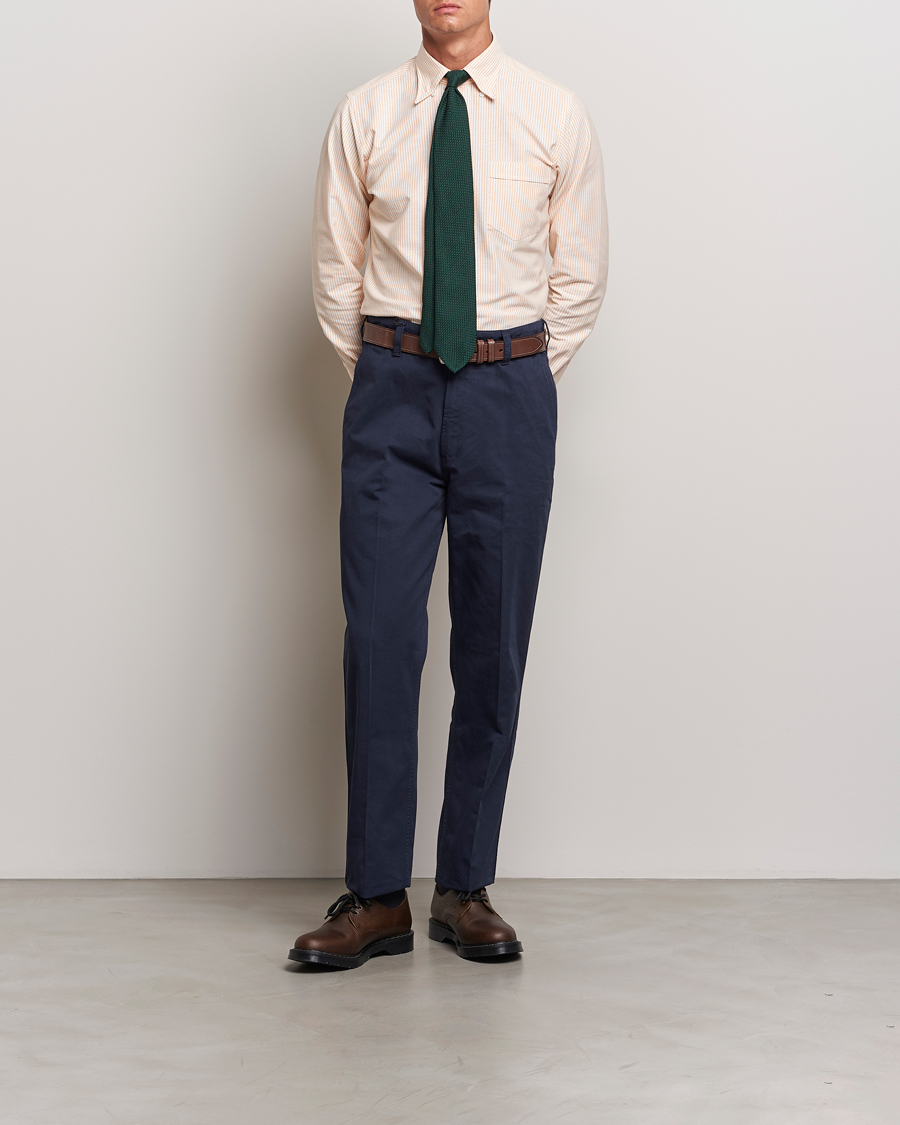 Herre | Skjorter | Drake's | Striped Button Down Oxford Shirt Orange