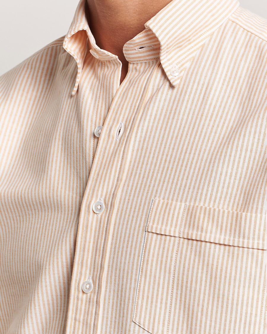 Herre | Skjorter | Drake's | Striped Button Down Oxford Shirt Orange
