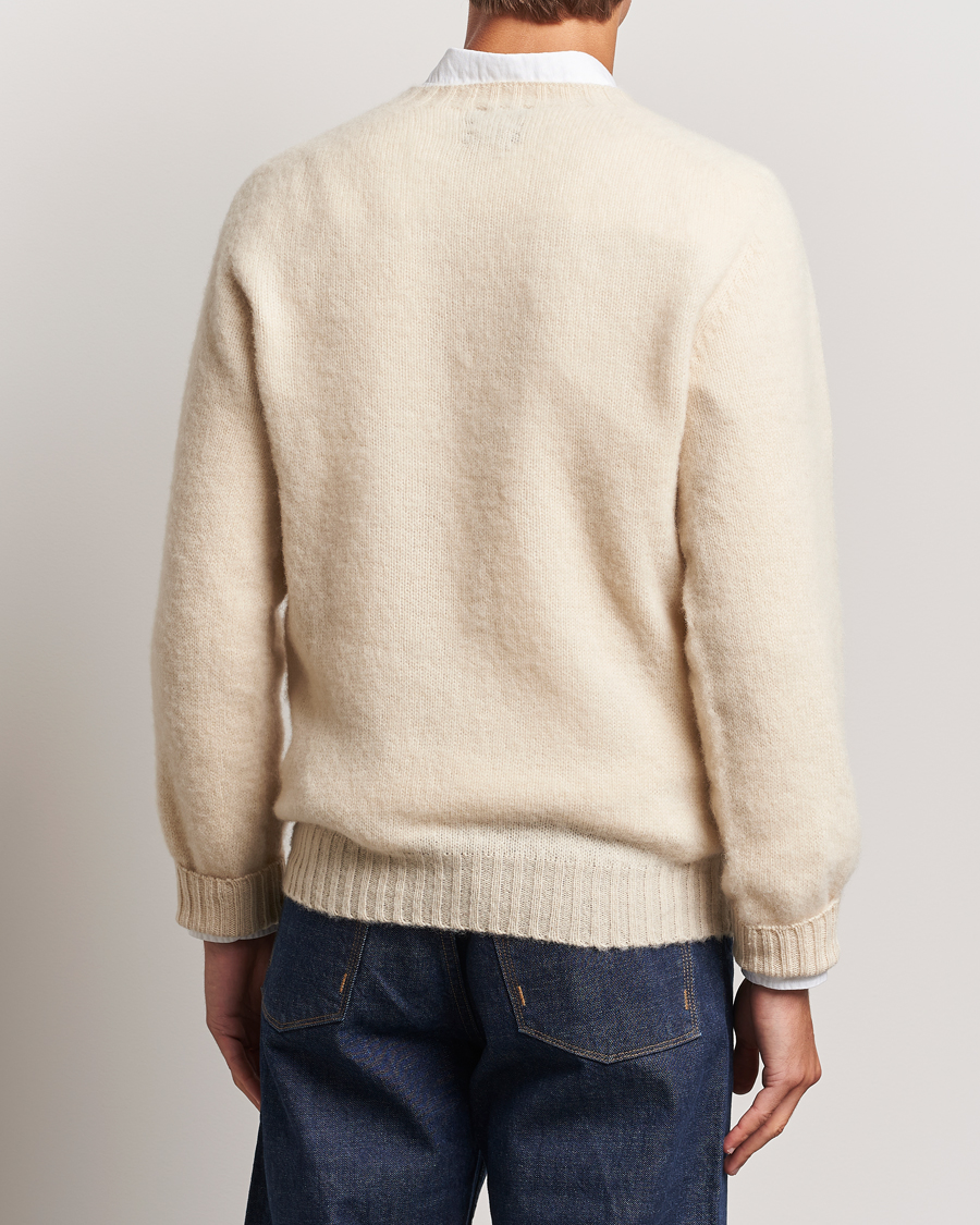 Herre | Gensere | Drake's | Brushed Shetland Crew Ecru