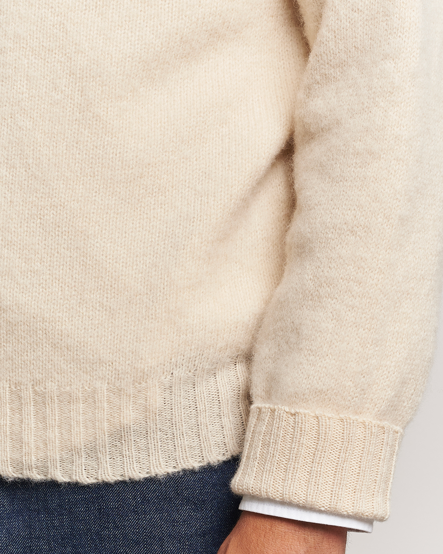 Herre | Gensere | Drake's | Brushed Shetland Crew Ecru