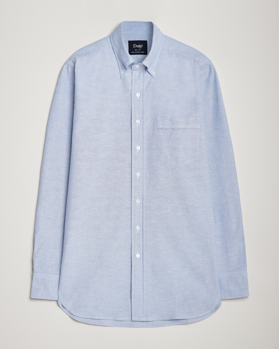 Herre | Skjorter | Drake's | Button Down Oxford Shirt Blue