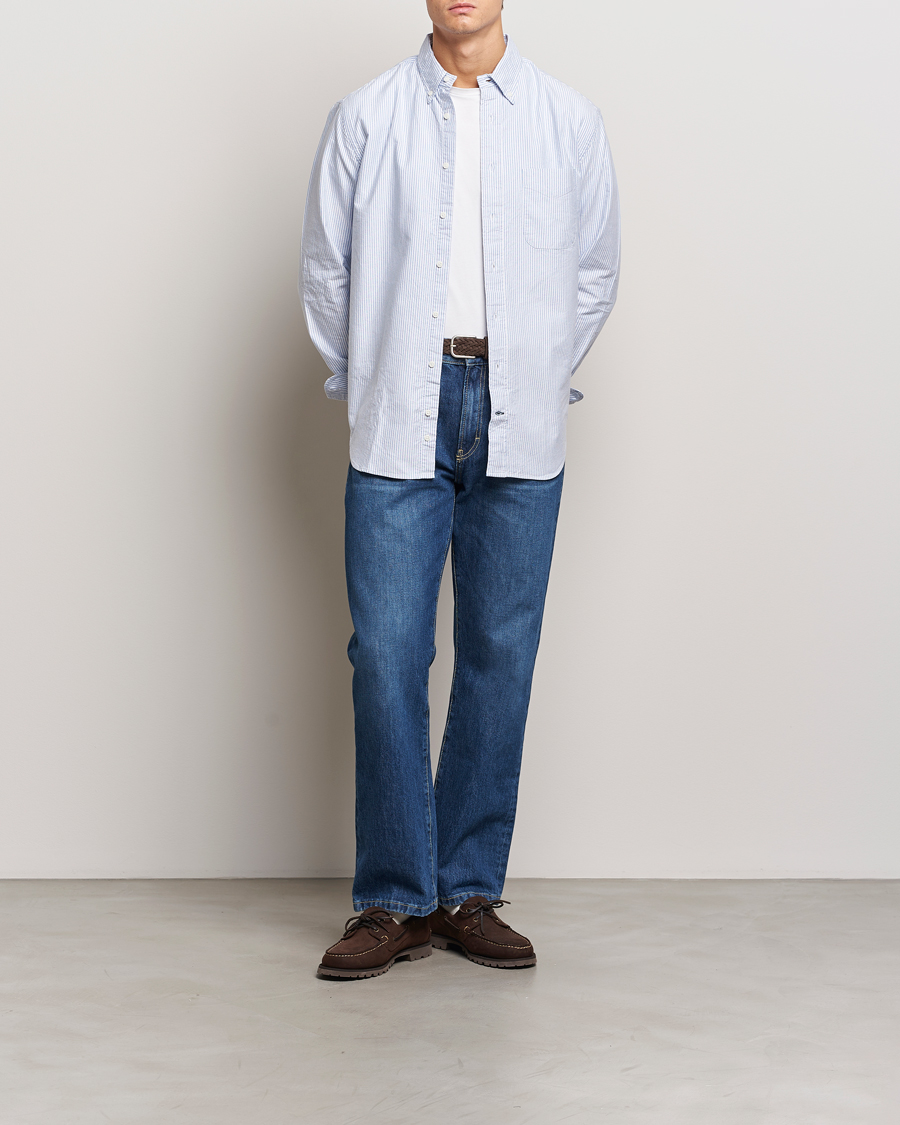 Herre | Skjorter | Gitman Vintage | Button Down Striped Oxford Shirt Light Blue