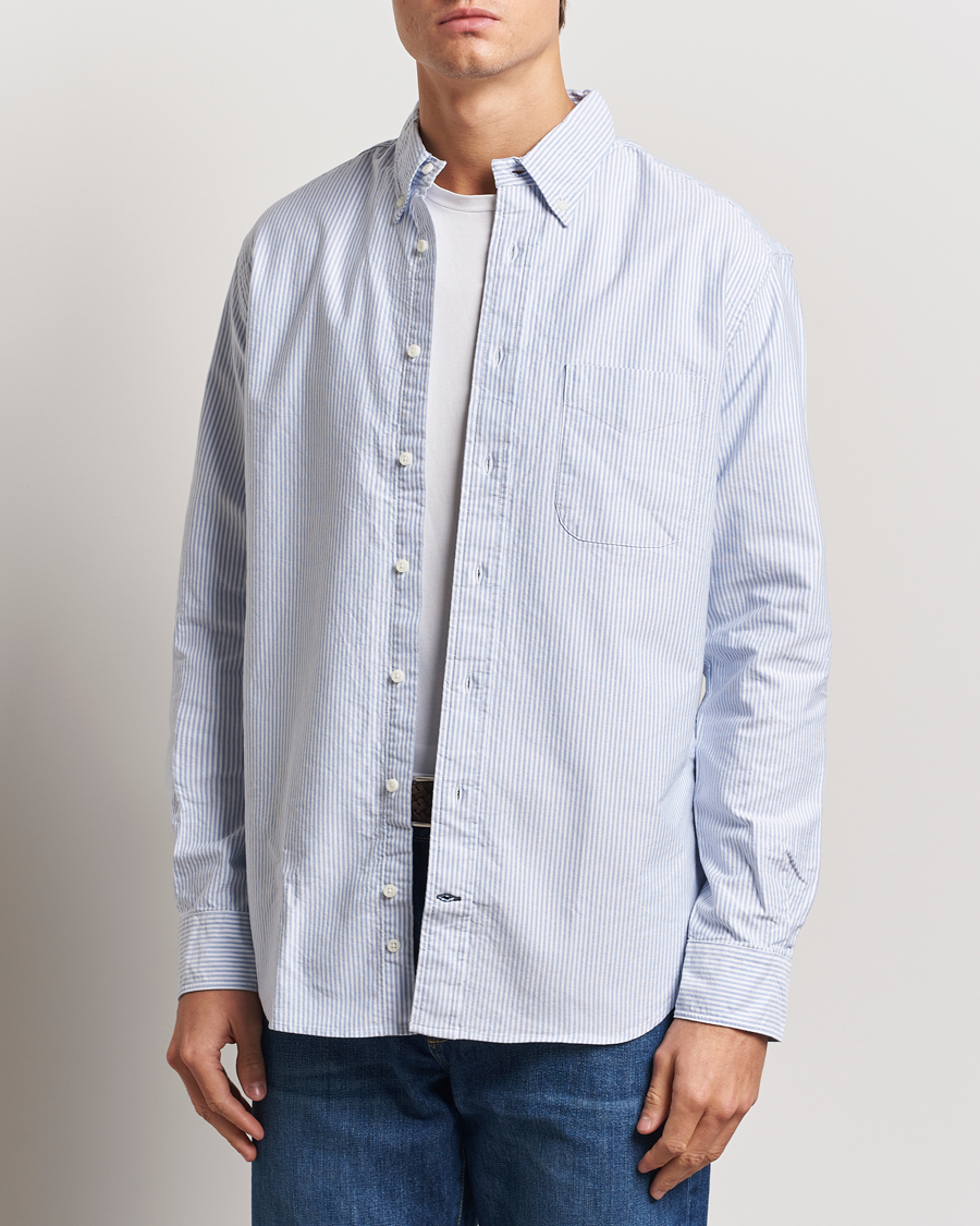 Herre | Skjorter | Gitman Vintage | Button Down Striped Oxford Shirt Light Blue