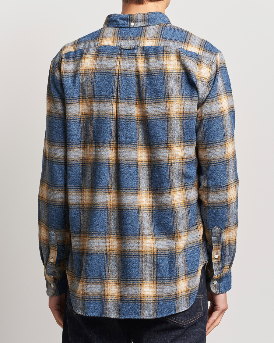 Herre | Skjorter | Gitman Vintage | Button Down Brushed Flannel Shirt Blue Check
