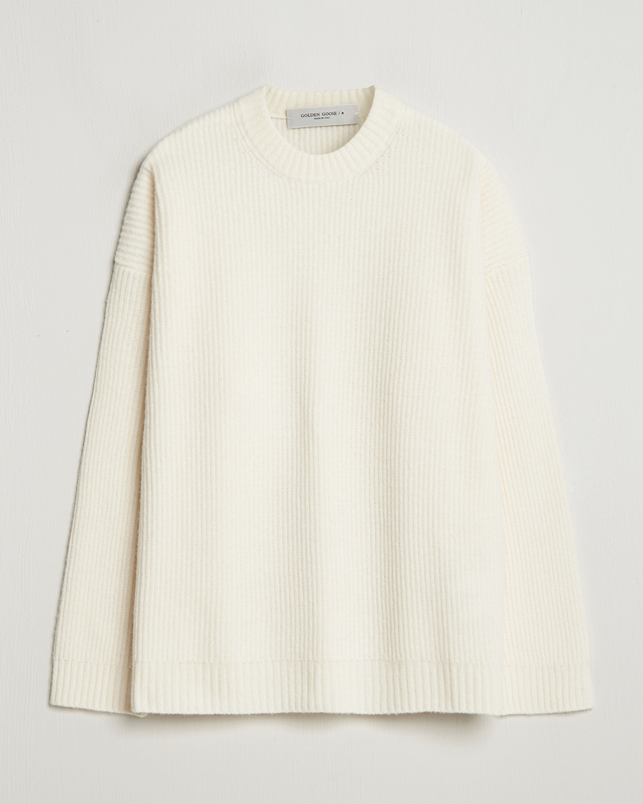 Herre | Gensere | Golden Goose | Brushed Rib Wool Sweater Heritage White