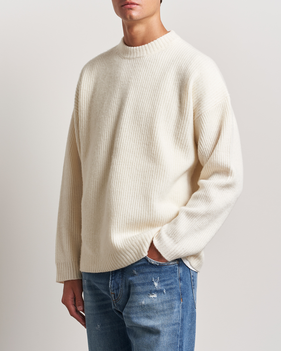 Herre | Gensere | Golden Goose | Brushed Rib Wool Sweater Heritage White