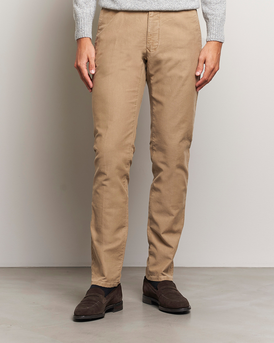 Herre | Bukser | Incotex | Slim Fit Garment Dyed Slacks Beige