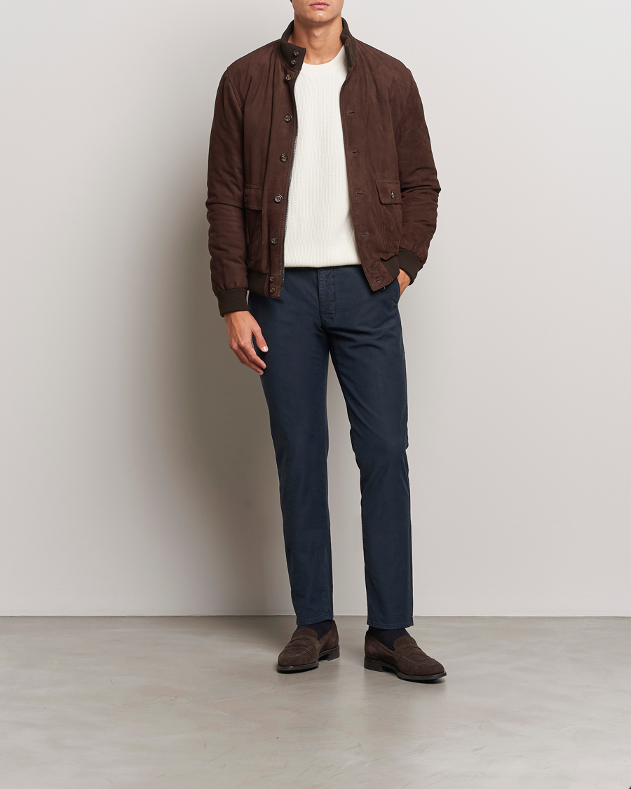 Herre | Bukser | Incotex | Slim Fit Garment Dyed Slacks Navy