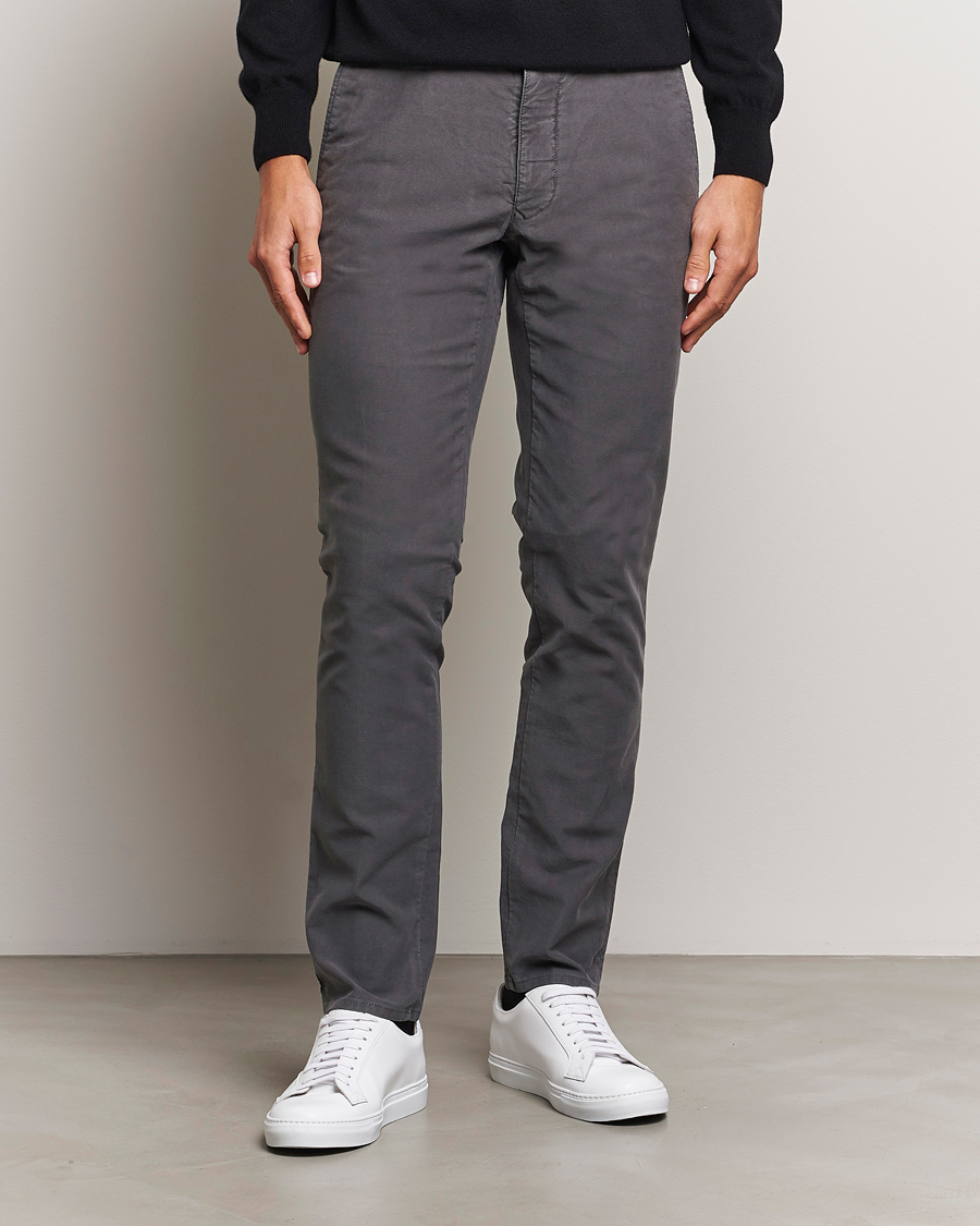 Herre | Bukser | Incotex | Slim Fit Garment Dyed Slacks Dark Grey