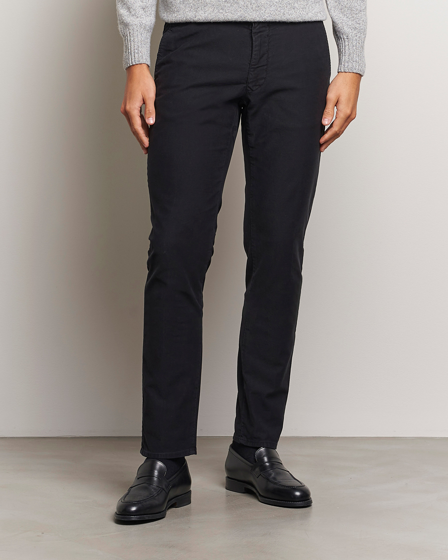Herre | Bukser | Incotex | Slim Fit Garment Dyed Slacks Black