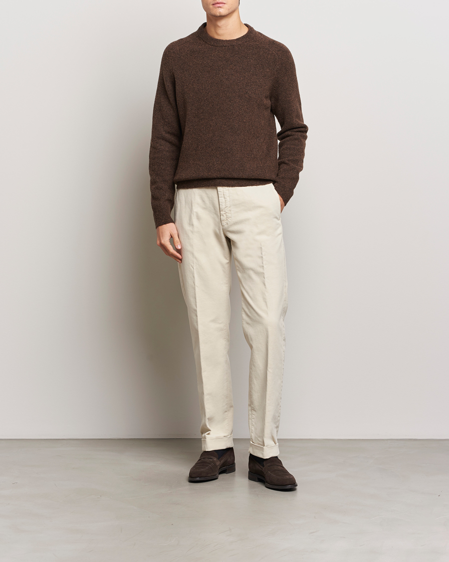 Herre | Bukser | Incotex | Regular Fit Moleskin Slacks Off White