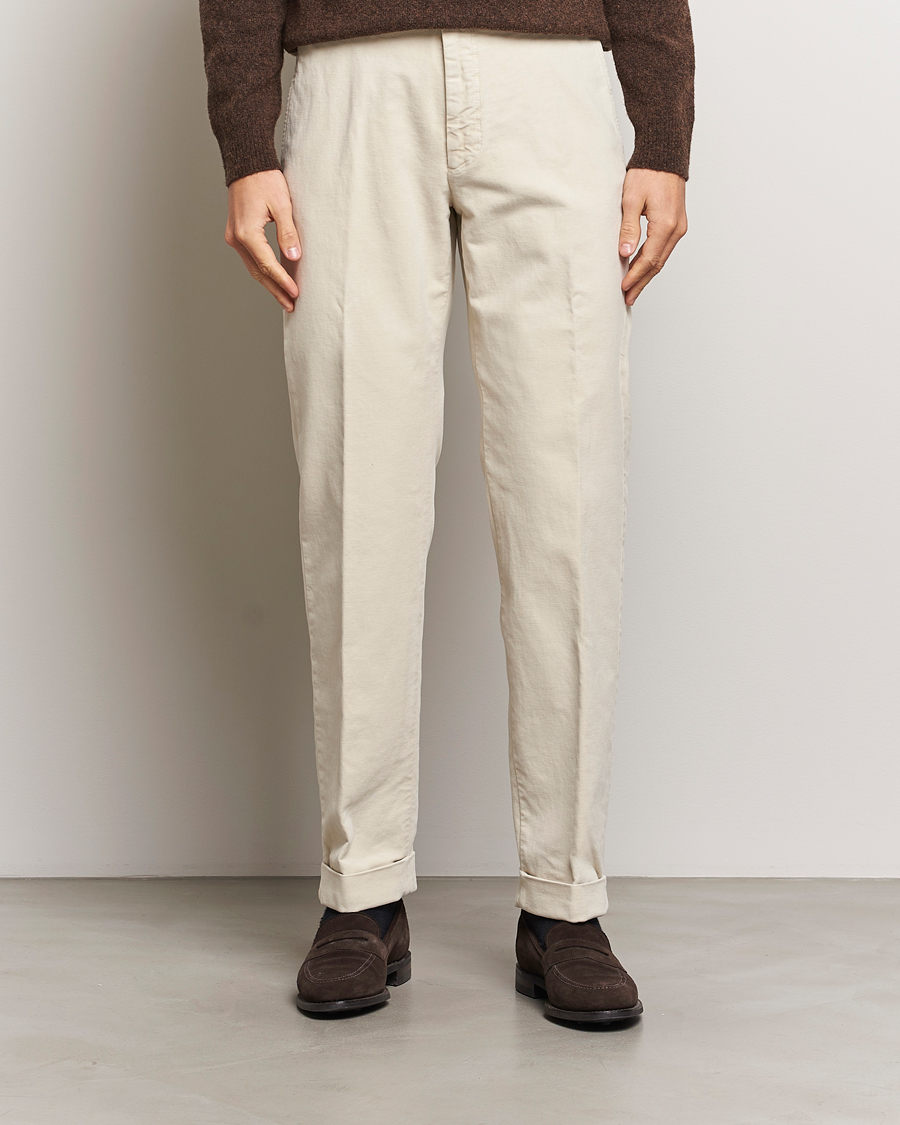 Herre | Bukser | Incotex | Regular Fit Moleskin Slacks Off White