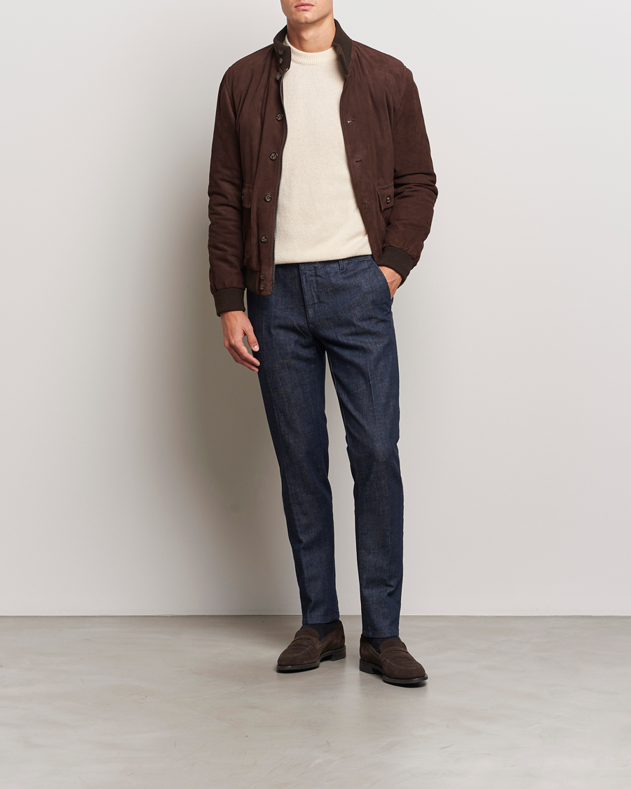Herre | Bukser | Incotex | Slim Fit Denim Slacks Dark Blue