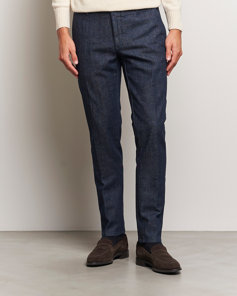 Herre | Bukser | Incotex | Slim Fit Denim Slacks Dark Blue