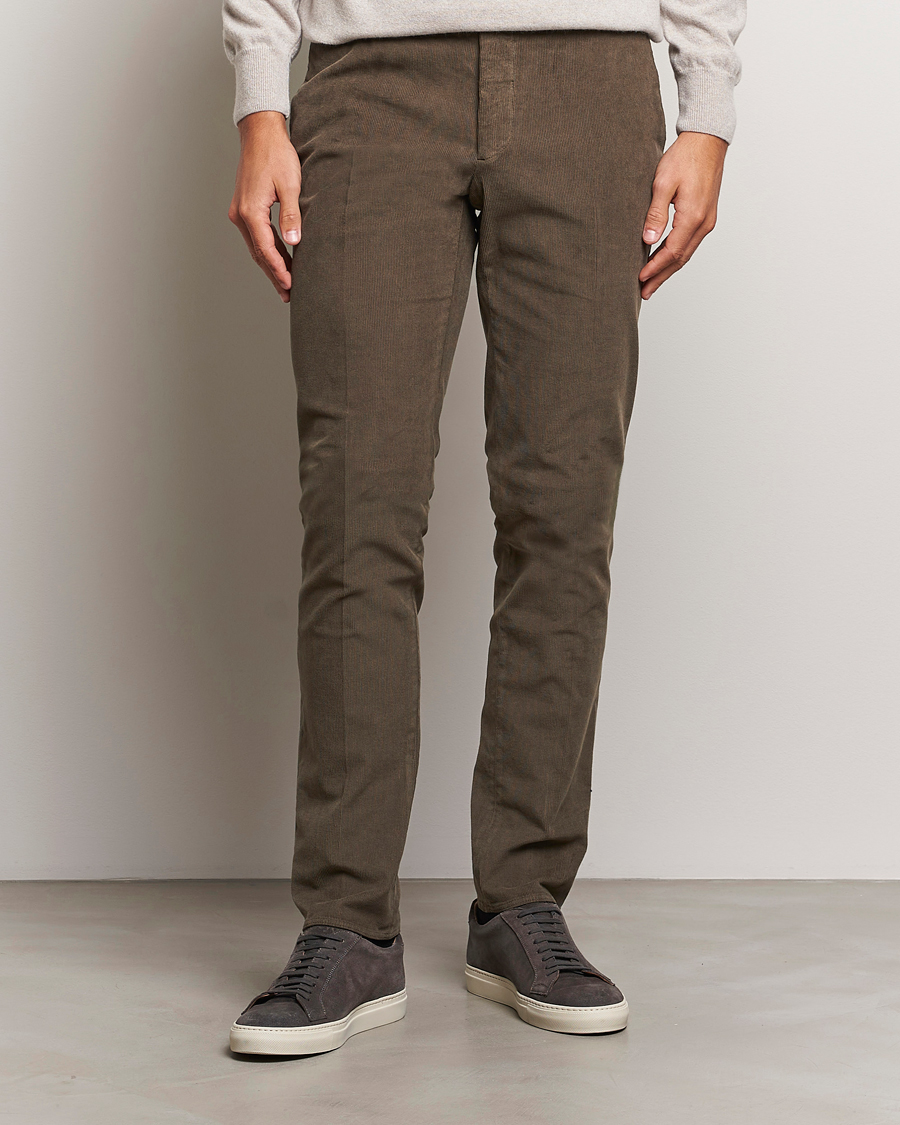 Herre | Bukser | Incotex | Slim Fit Baby Corduroy Trousers Brown