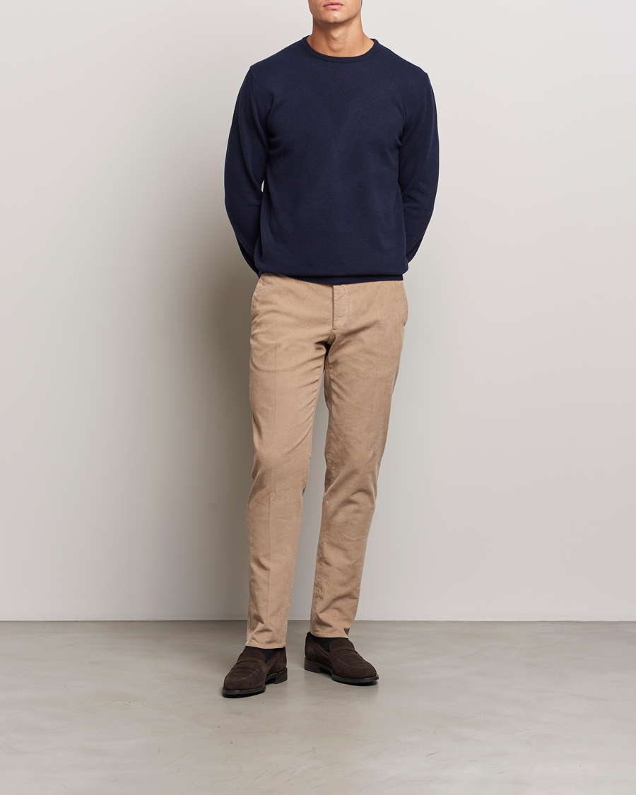 Herre | Bukser | Incotex | Slim Fit Baby Corduroy Trousers Beige