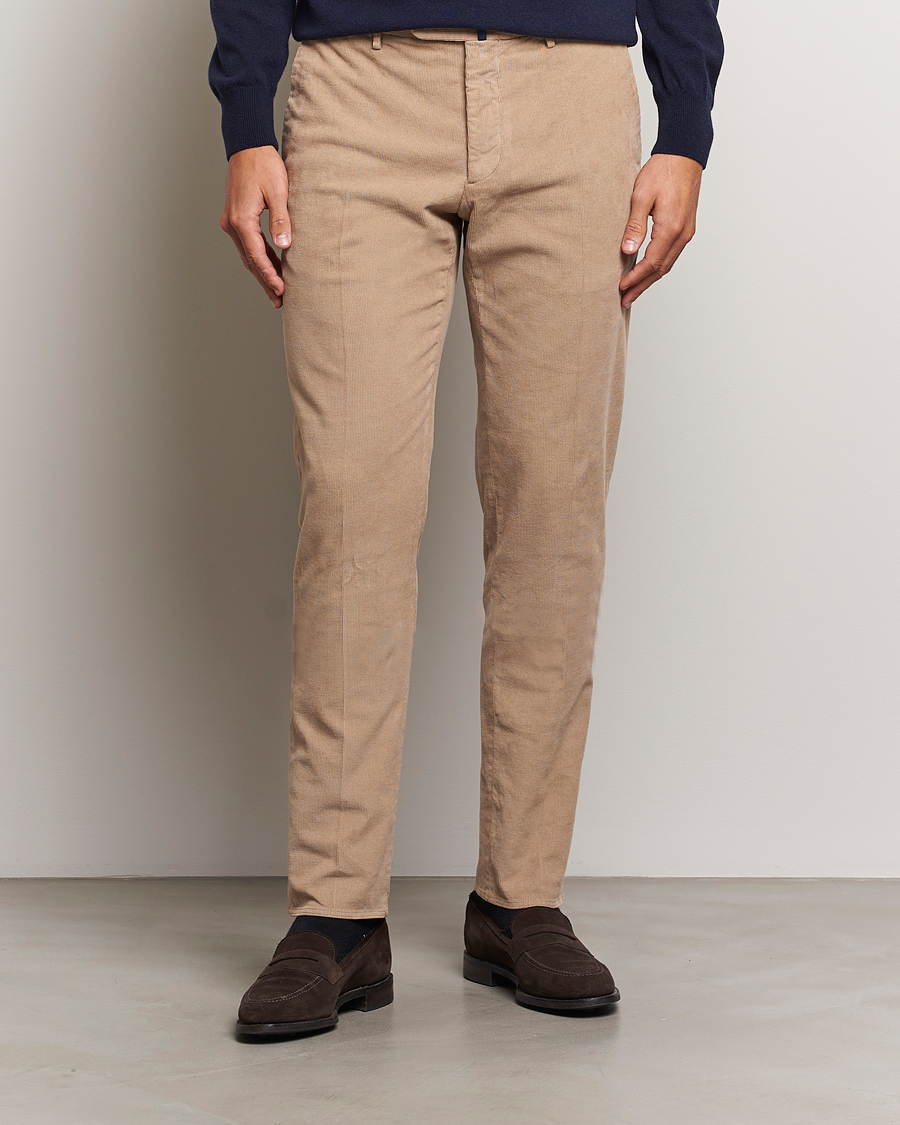 Herre | Bukser | Incotex | Slim Fit Baby Corduroy Trousers Beige