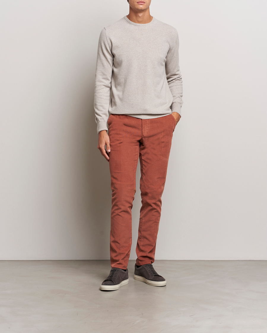 Herre | Bukser | Incotex | Slim Fit Baby Corduroy Trousers Vintage Red