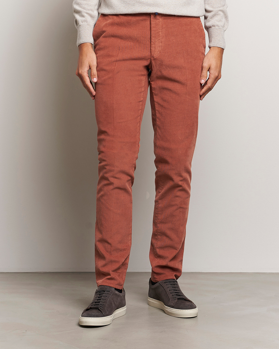 Herre | Bukser | Incotex | Slim Fit Baby Corduroy Trousers Vintage Red