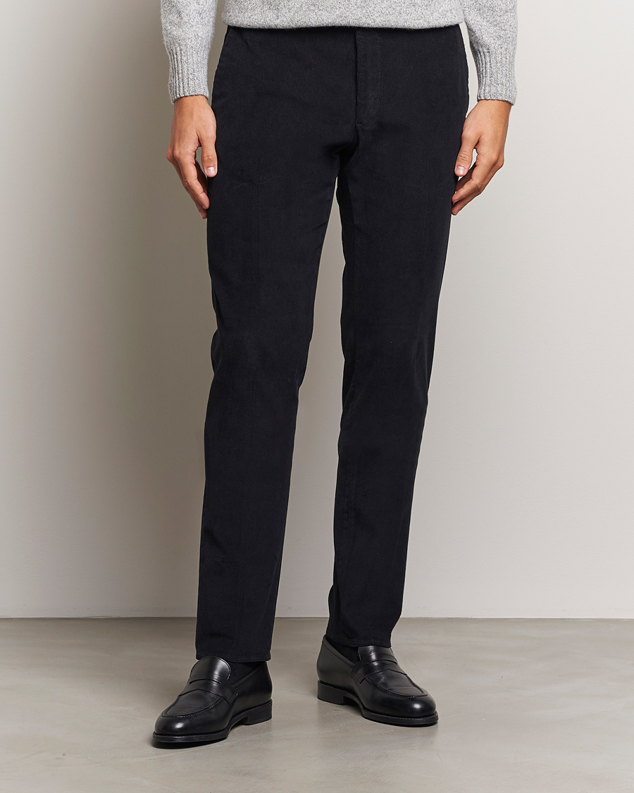 Herre | Bukser | Incotex | Slim Fit Baby Corduroy Trousers Navy