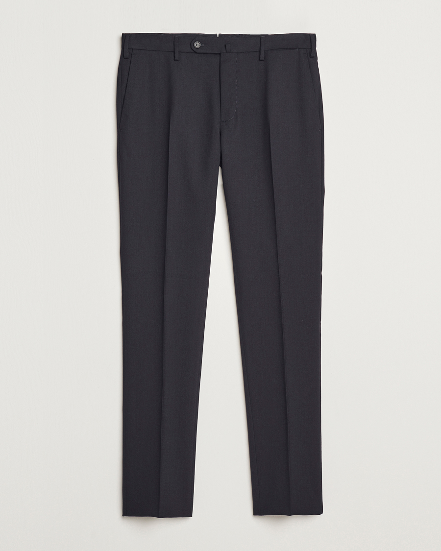 Herre | Bukser | Incotex | Silm Fit Washable Flannel Trousers Navy