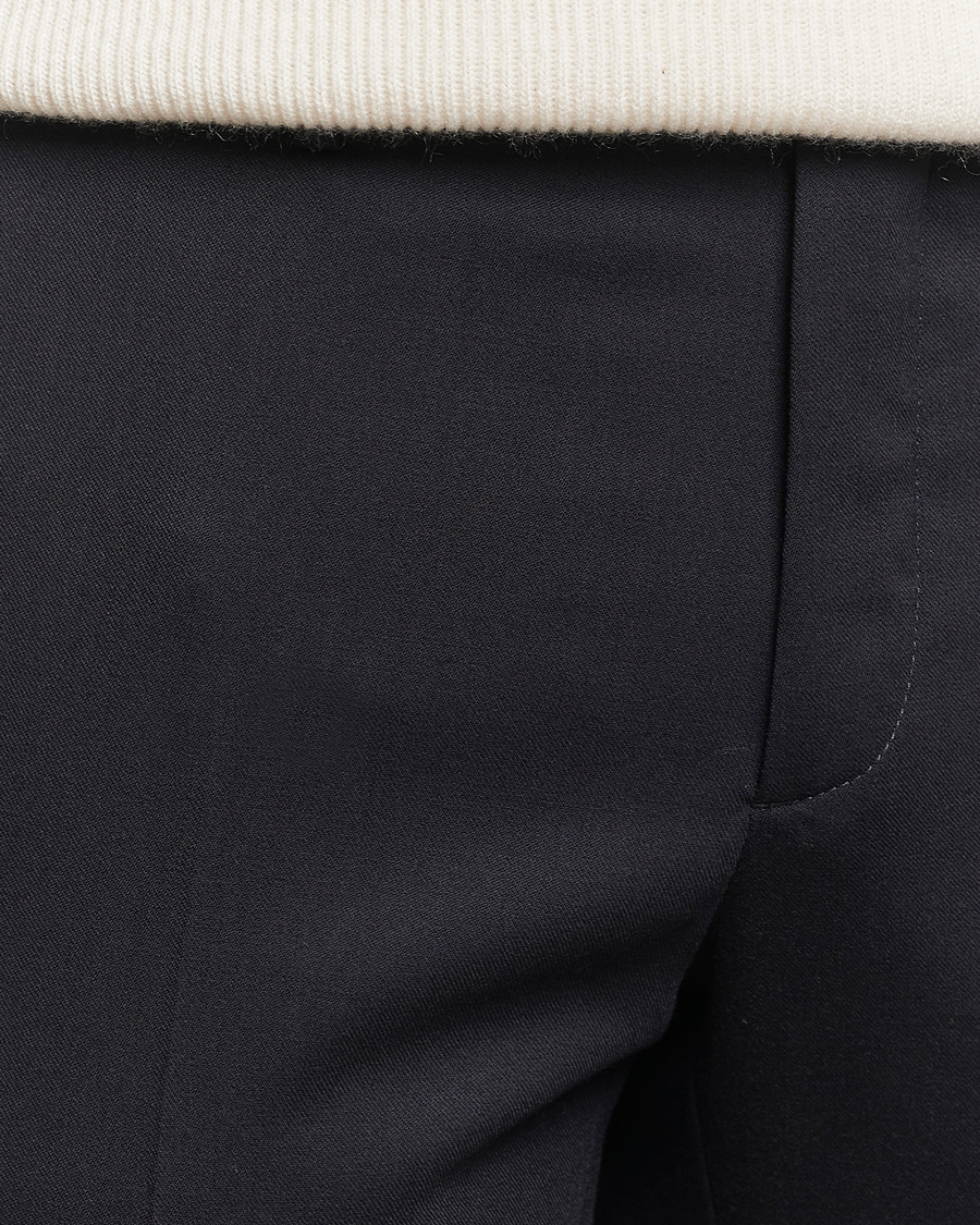 Herre | Bukser | Incotex | Silm Fit Washable Flannel Trousers Navy