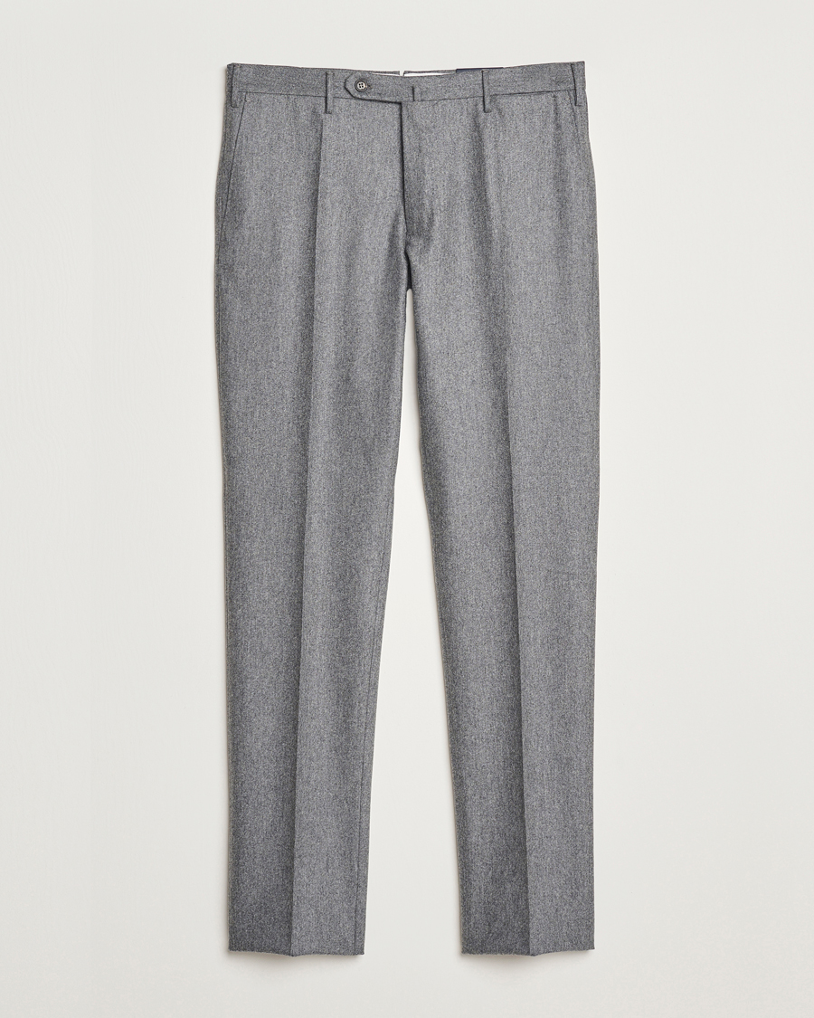 Herre | Bukser | Incotex | Slim Fit Carded Flannel Trousers Grey Melange