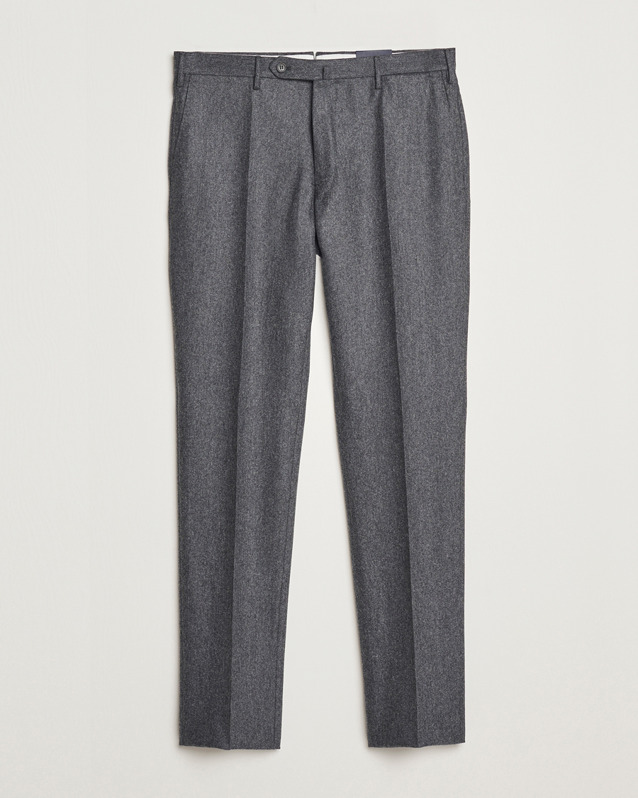 Herre | Bukser | Incotex | Slim Fit Carded Flannel Trousers Dark Grey
