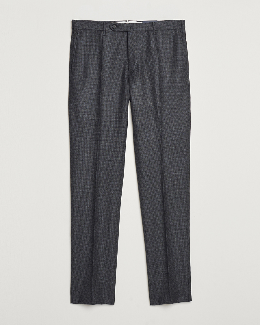Herre | Bukser | Incotex | Slim Fit Houndstooth Flannel Trousers Light Grey