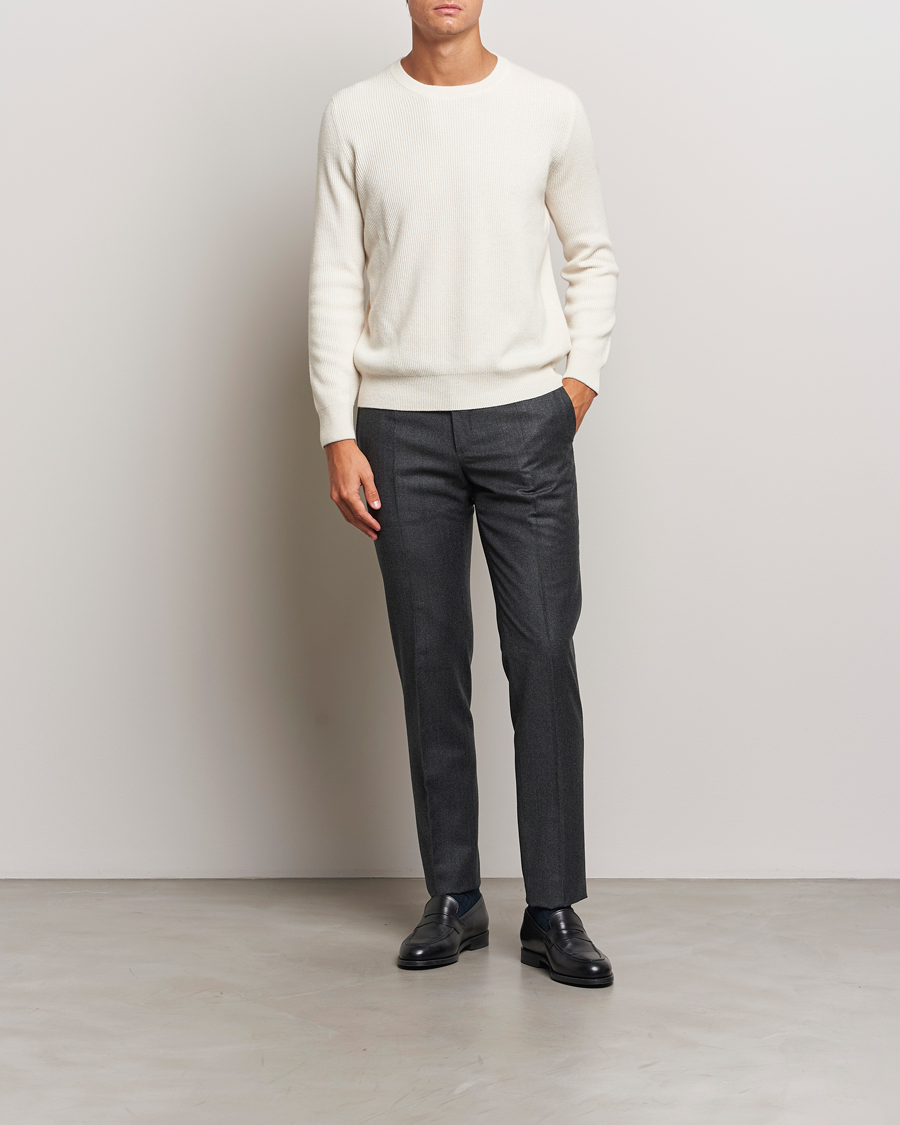 Herre | Bukser | Incotex | Slim Fit Houndstooth Flannel Trousers Light Grey