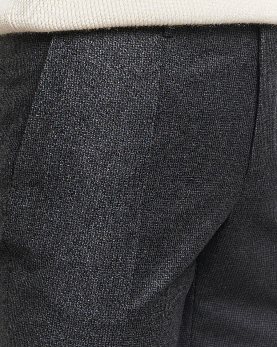 Herre | Bukser | Incotex | Slim Fit Houndstooth Flannel Trousers Light Grey