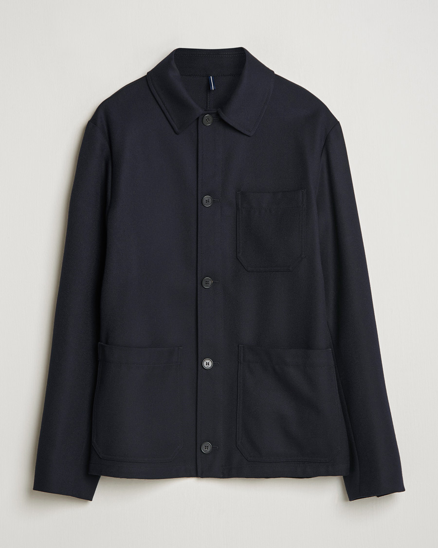 Herre | Jakker | Incotex | Wool Cover Shirt Jacket Navy