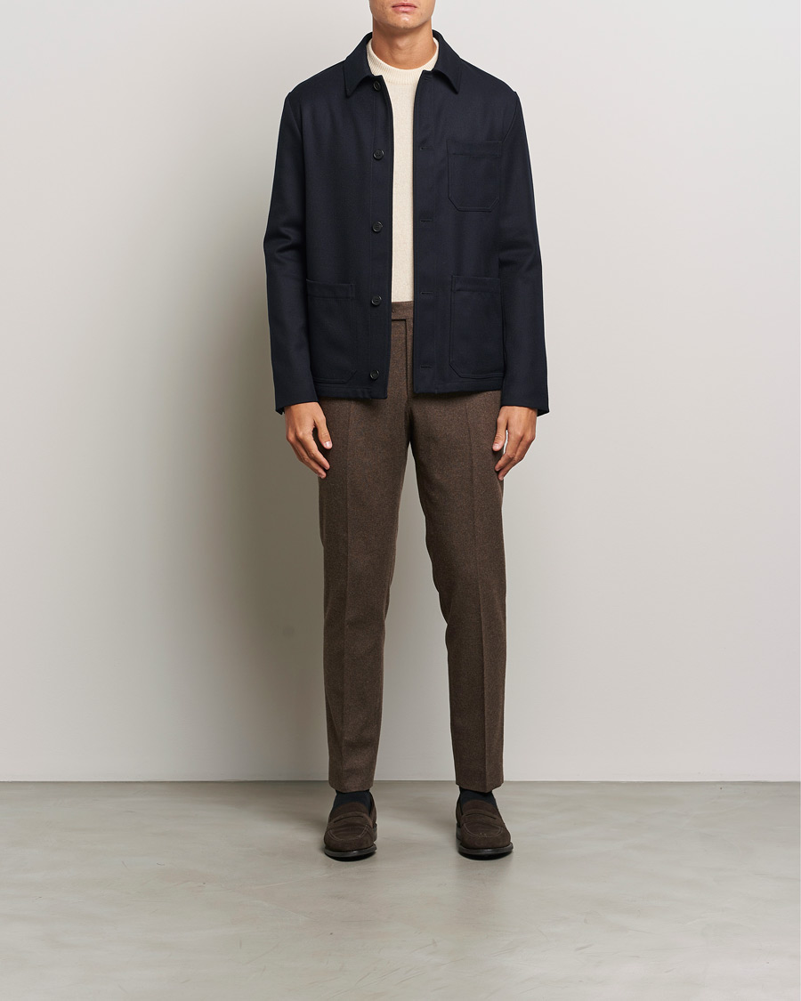 Herre | Jakker | Incotex | Wool Cover Shirt Jacket Navy