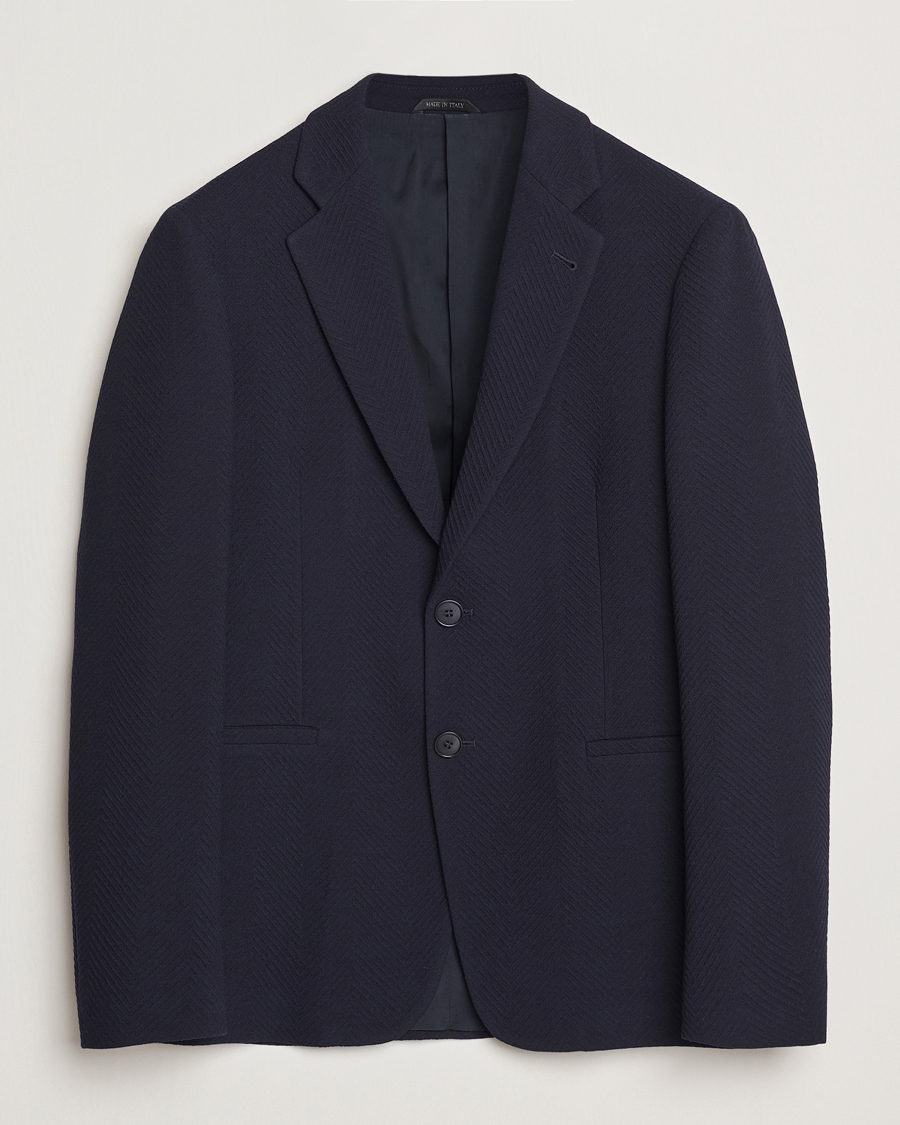 Herre | Dressjakker | Giorgio Armani | Chevron Wool Stretch Blazer Navy