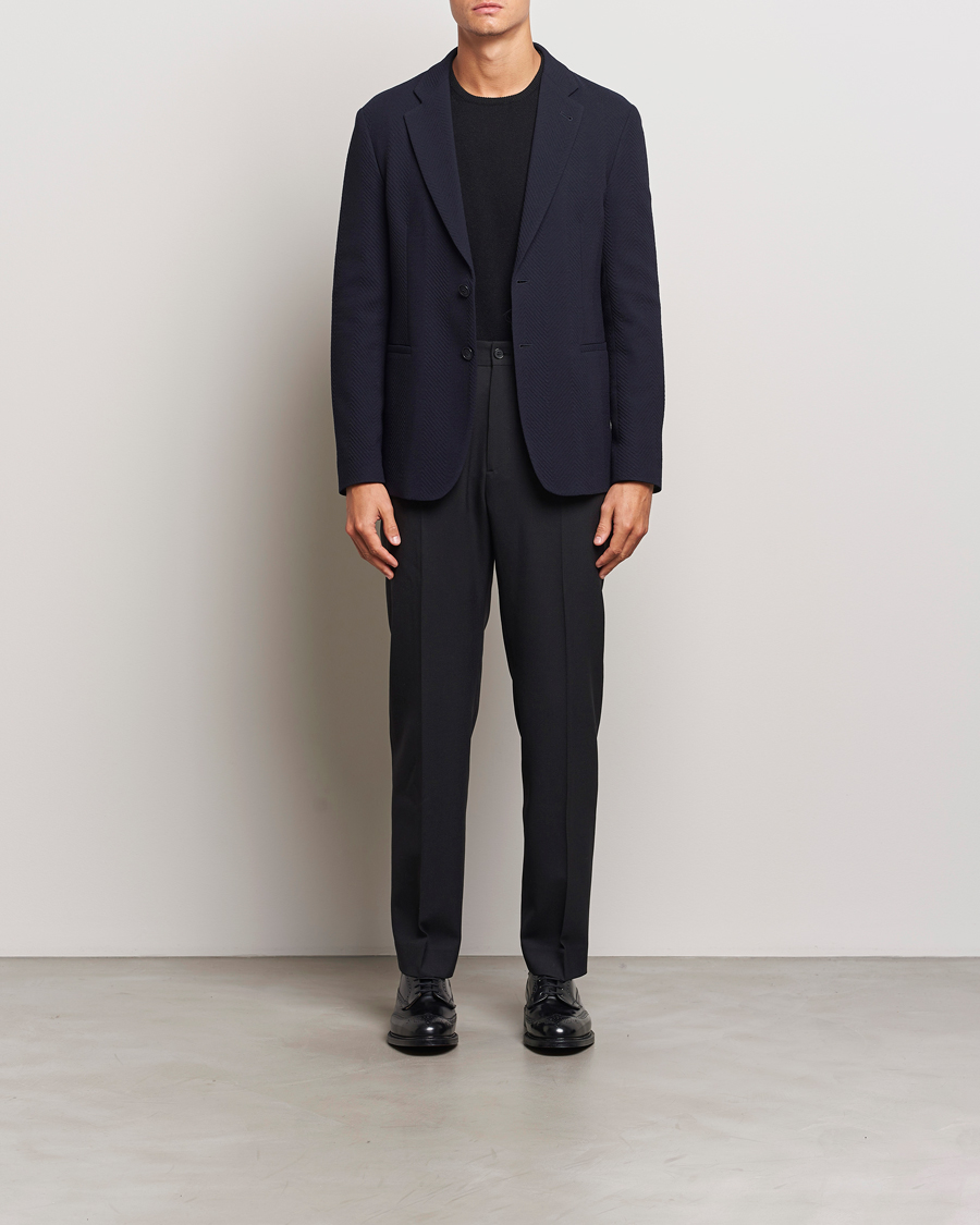 Herre | Dressjakker | Giorgio Armani | Chevron Wool Stretch Blazer Navy