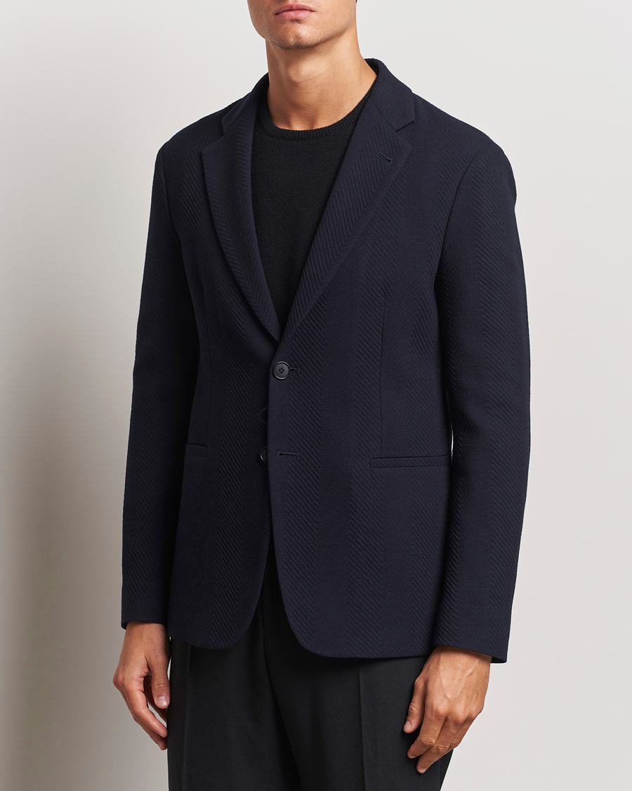 Herre | Dressjakker | Giorgio Armani | Chevron Wool Stretch Blazer Navy