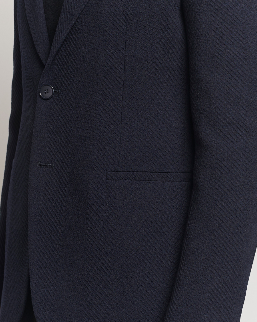 Herre | Dressjakker | Giorgio Armani | Chevron Wool Stretch Blazer Navy