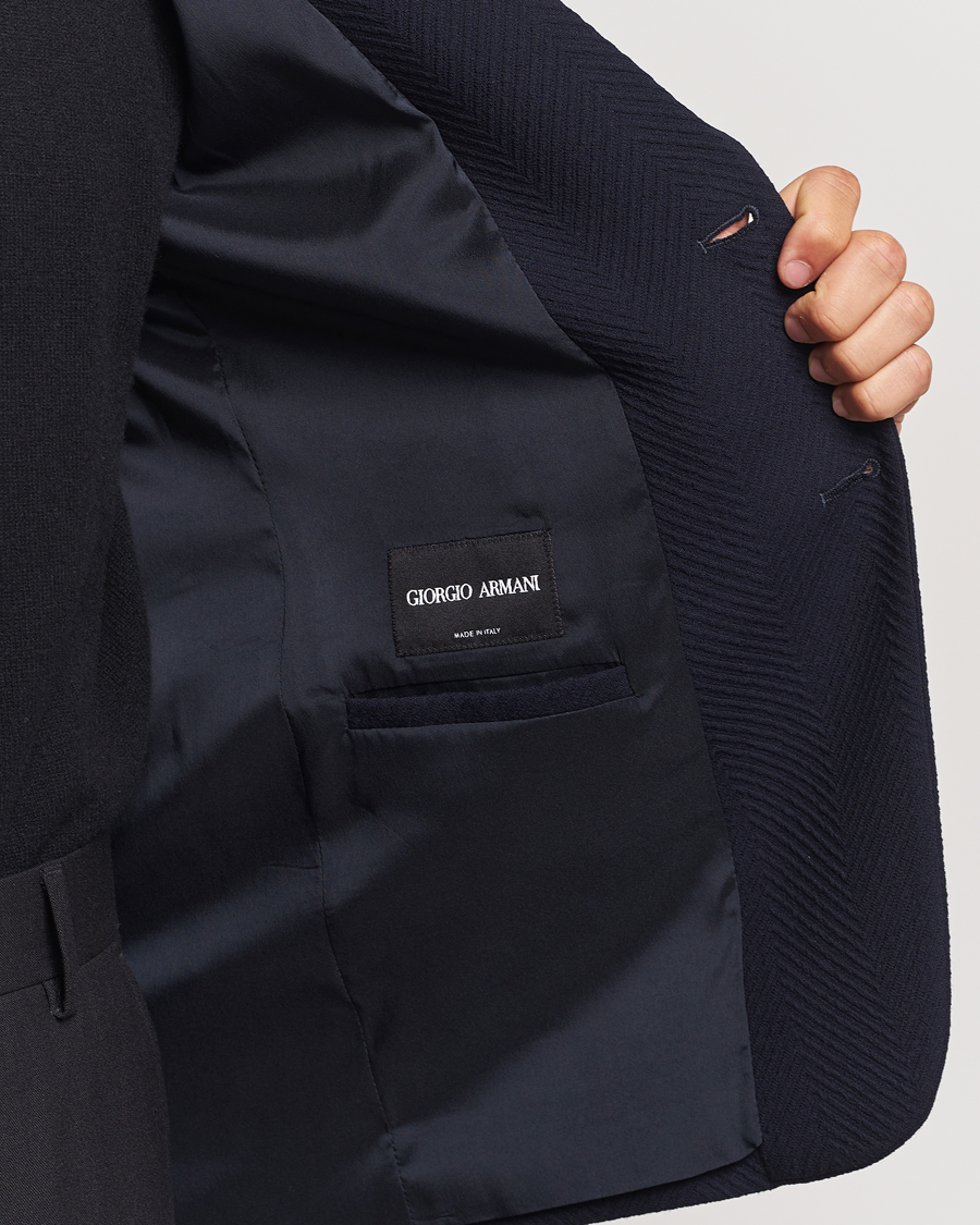 Herre | Dressjakker | Giorgio Armani | Chevron Wool Stretch Blazer Navy