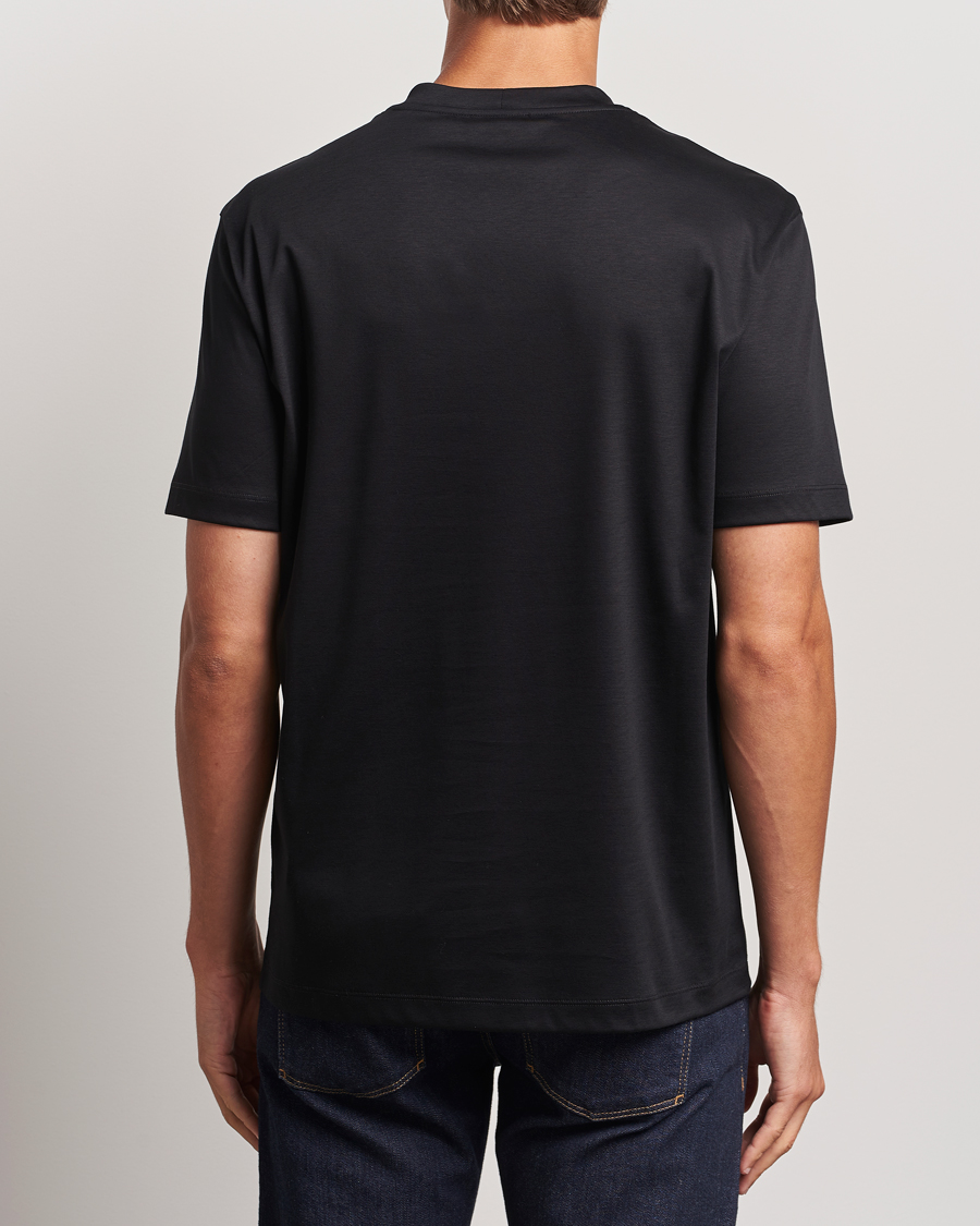 Herre | T-Shirts | Giorgio Armani | Embroidered Monogram T-Shirt Black
