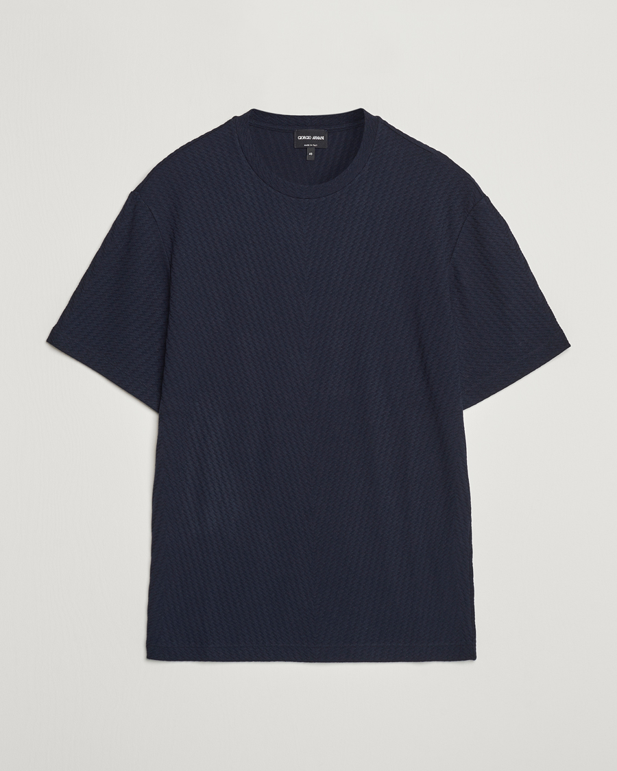 Herre | T-Shirts | Giorgio Armani | Viscose/Cashmere T-Shirt Midnight