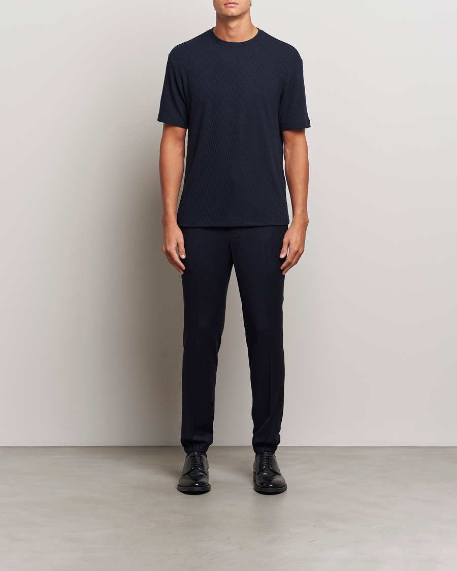 Herre | T-Shirts | Giorgio Armani | Viscose/Cashmere T-Shirt Midnight