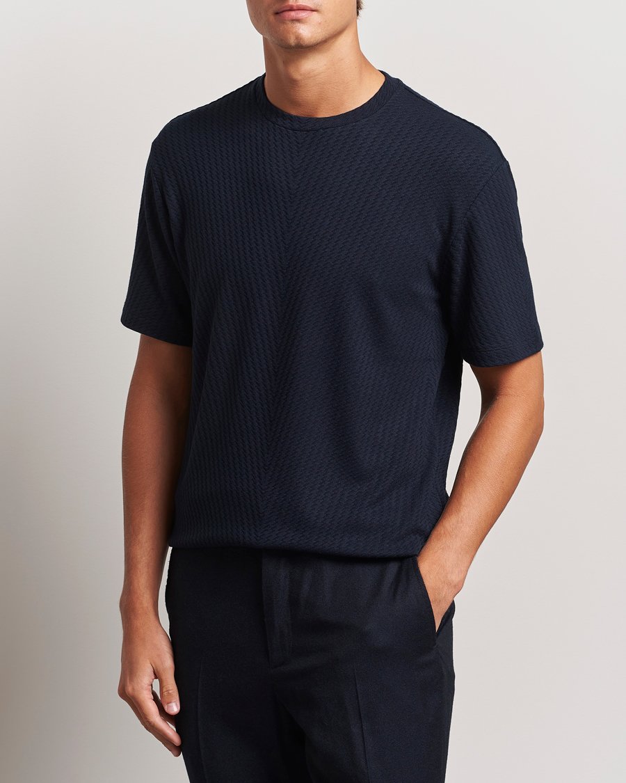 Herre | T-Shirts | Giorgio Armani | Viscose/Cashmere T-Shirt Midnight
