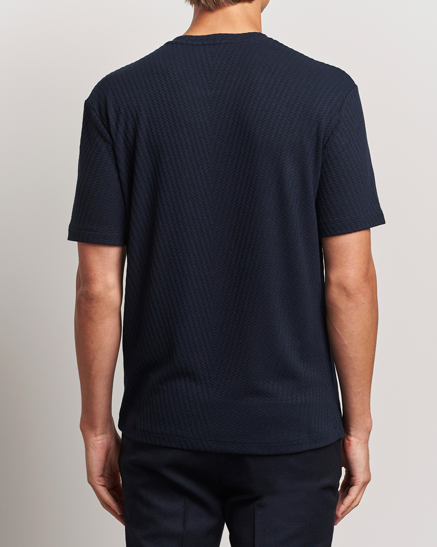 Herre | T-Shirts | Giorgio Armani | Viscose/Cashmere T-Shirt Midnight