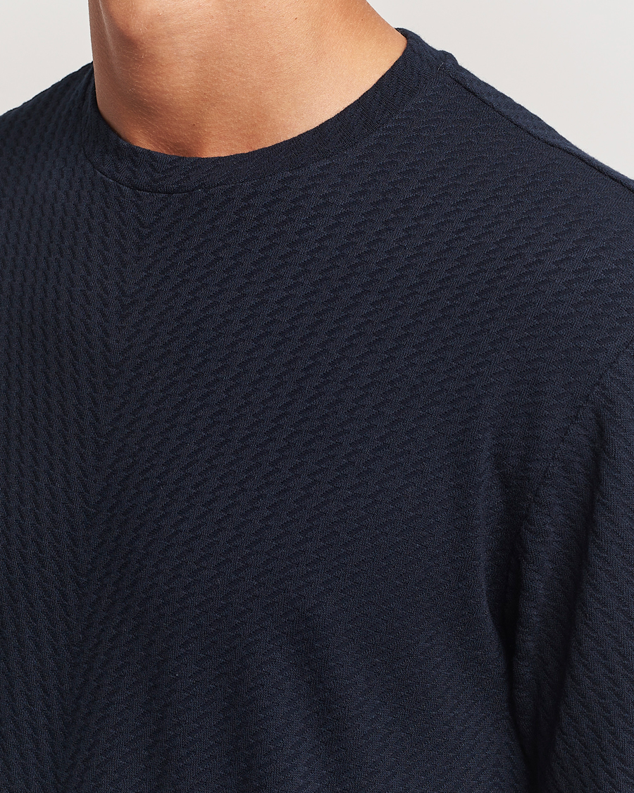 Herre | T-Shirts | Giorgio Armani | Viscose/Cashmere T-Shirt Midnight