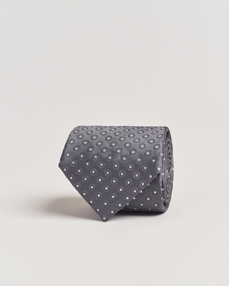 Herre | Giorgio Armani Jacquard Dot Silk Tie Steel Grey | Giorgio Armani | Jacquard Dot Silk Tie Steel Grey