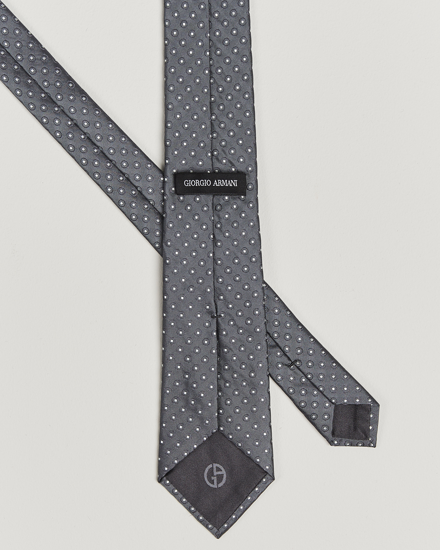 Herre | Giorgio Armani Jacquard Dot Silk Tie Steel Grey | Giorgio Armani | Jacquard Dot Silk Tie Steel Grey