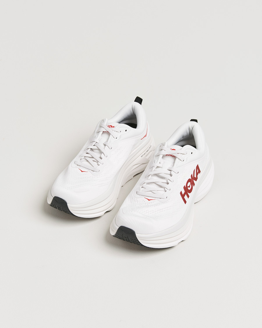 Herre | Hoka Bondi 8 White/Vermillion | Hoka | Bondi 8 White/Vermillion