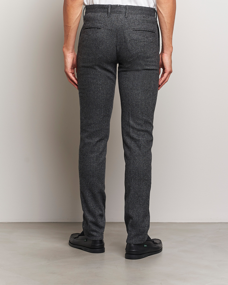 Herre | Bukser | Incotex | Slim Fit Washed Wool Stretch Slacks Dark Grey