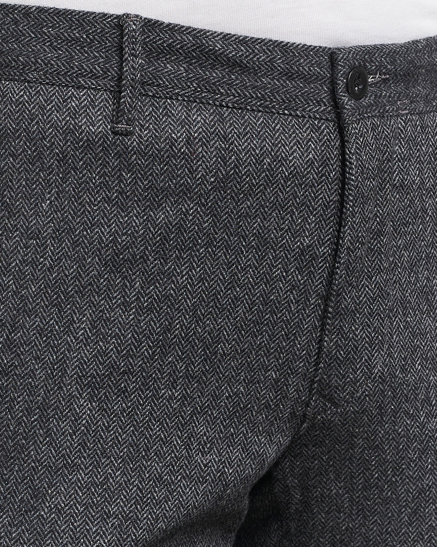 Herre | Bukser | Incotex | Slim Fit Washed Wool Stretch Slacks Dark Grey